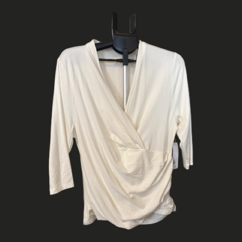 Soft Surroundings Cream Wrap Blouse